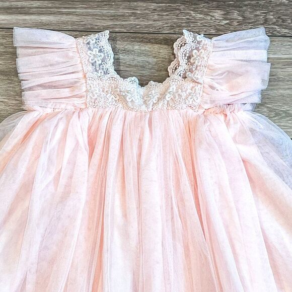 Marie Nicole Pink Tulle Ruffle Lace Dress Size 3Y - Picture 5 of 7